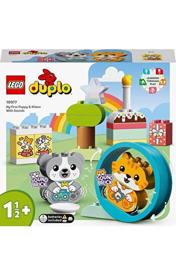 LEGO Duplo Primul Meu Cățeluș și Pisică cu Sunet 10977 - Set de Construcție cu 22 de Piese pentru Animale de Companie
