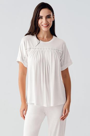 Artış Lace Short Sleeve Flexible Viscose Pajama Suit