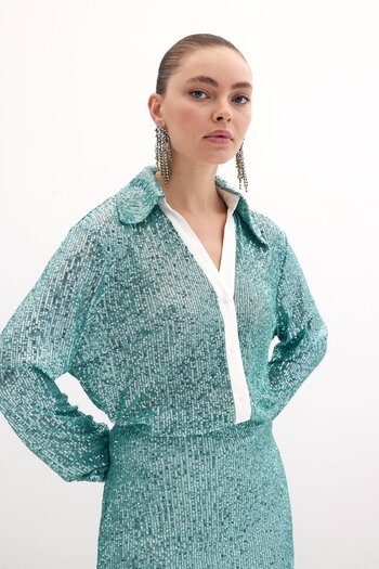 Sateen Casual πουά πουά - Mint