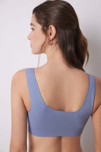 Women'secret Blue seamless ribbed top