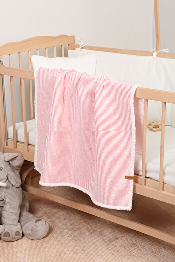 HAMUR Pouf Baby Kids Blanket 80X100 cm Sheepskin Blanket Alize Pink