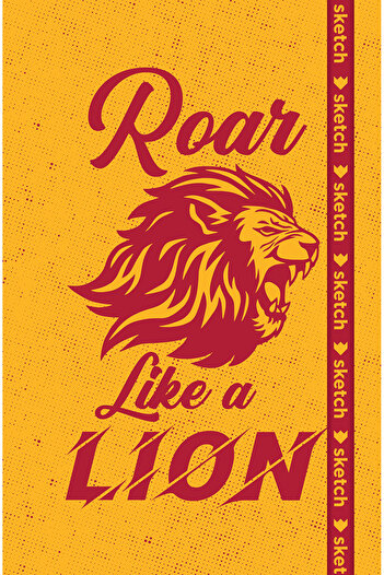 sketch Striped Notepad with Lion Design – 13X21 cm Hard Cover 192 Pages