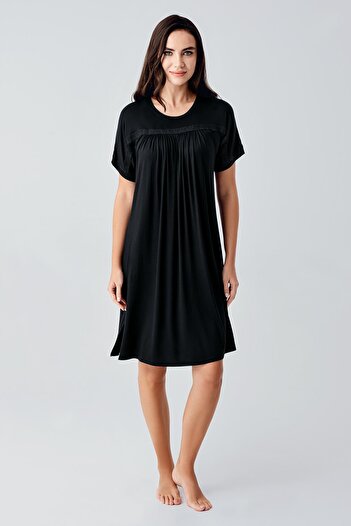 Artış Lace Short Sleeve Stretchy Viscous Nightgown