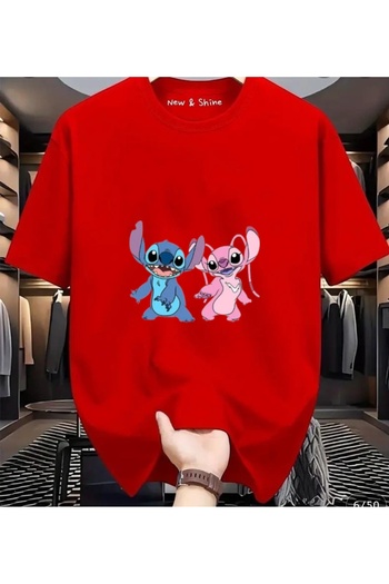 New Shine In Cart 6 and Above Purchases Get 1 T-Shirt as a Gift - Angel and Stitch Printed Oversized T-Shirt