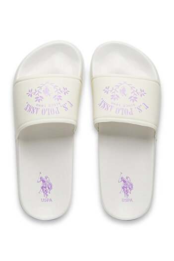 U.S. Polo Assn. Women's White Slides - Lightweight, Comfortable Casual Shoes