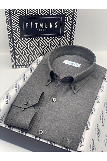Fitmens Classic Long Sleeve Cotton Easy to Iron Men's Shirt with Gift Box Fs- 003897   - Anthracite