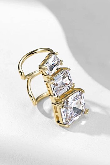 TAKIŞTIR Altın Renk Taş Detaylı Ear Cuff (Tek)