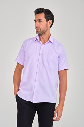 Fitmens Klasik Kısa Kol Oxford Hediye Kutulu Erkek Gömlek FS-001200 - Lila