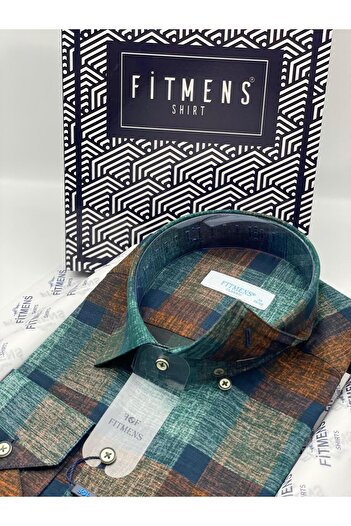 Fitmens Classic Long Sleeve Colorful Linen Cotton Pocketless Collar Buttoned at Bottom Men's Gift Boxed Shirt Fs-003171