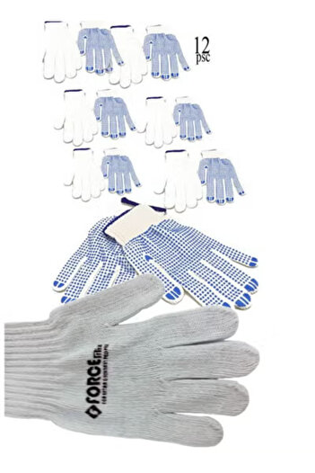 Force Force Cotton Multi-Purpose Gloves Set White One Size 12 Pieces