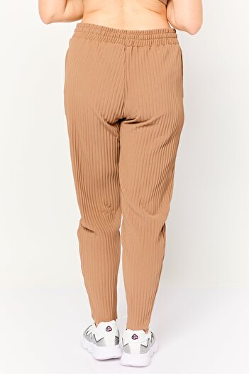 The Giving Movement Women Regular Fit Textured Straight Leg Pants, Tan