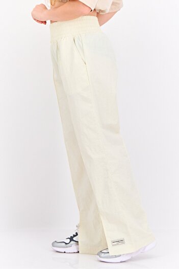 The Giving Movement Women Regular Fit Brand Logo Wide Leg Pants, Cream