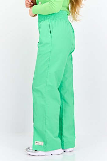 The Giving Movement Women Regular Fit Brand Logo Wide Leg Pants, Lime Green