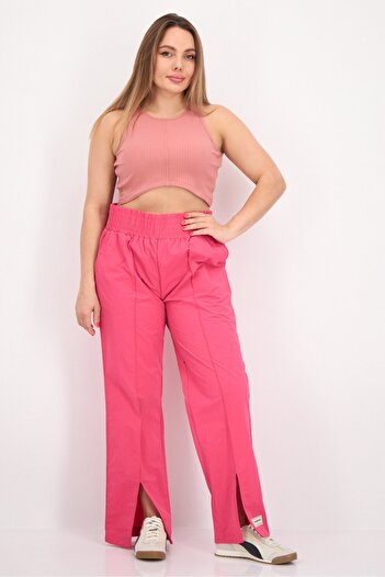 The Giving Movement Women Regular Fit Brand Logo Wide Leg Pants, Pink