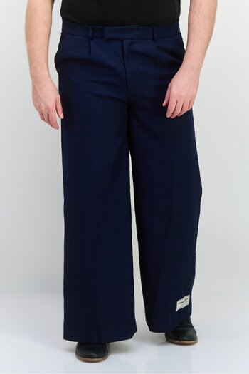 The Giving Movement Men Regular Fit Brand Logo Wide Leg Pants, Navy