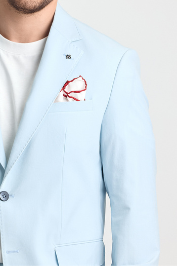 Frappoli Polli Erkek Buz Mavi Polyamid-Teknik  Esnek Yazlık Serin Tutan Kumaş  Slim Fit  2'li Takım Elbise