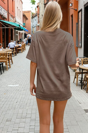 Teenage Millionaire Γυναικείο μπλουζάκι Free Life Mocha Brown Crew Neck Oversize Salas