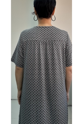 Mertcan Butik Front and Back Cut Out of the Robic Khaki Green Pink Heart Patterned Combed Viscose Dress
