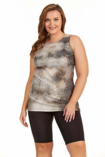 Argento 0755-9011 Leopard Short Sleeve Tankini