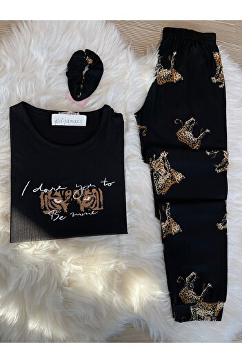 Pijamacs ΣΕΤ ΠΙΤΖΑΜΑΣ PEGASUS ΜΑΥΡΗ ΛΕΟΠΑΡΔΙΑ