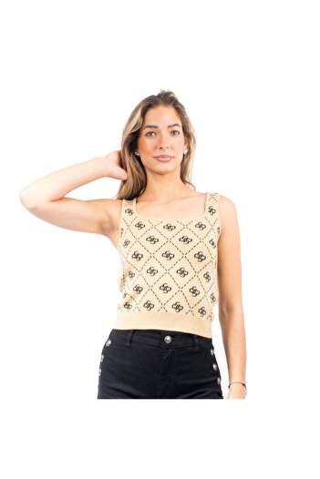 Guess Jeans Dámský béžový top s celoplošným potiskem 4G Guess džíny