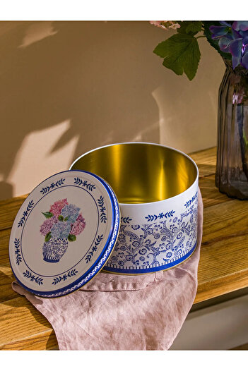 LC Waikiki Lcw Blue Flower Printed Metal Storage Box 19 cm