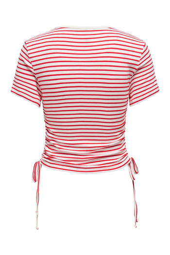 ONLY Μπλουζάκι Onldevin Slim Fit Crew με ριγέ λεπτομέρεια με κορδόνι 15346302