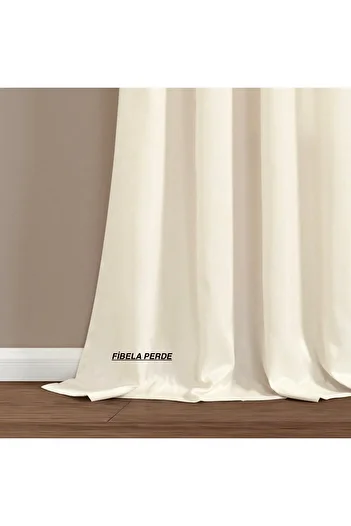 FİBELA PERDE First Quality Cream Color Plain Satin Sunshield Fund Curtain (Without Fold) Fibela Curtain