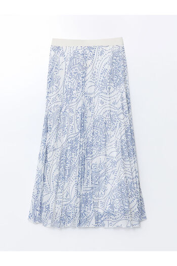LC Waikiki Lcwaikiki Classic Elastic Waist Patterned Women's Chiffon Skirt