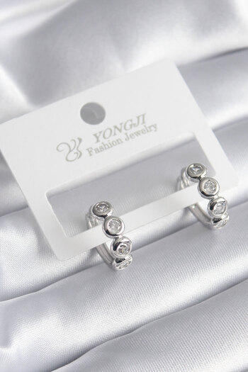 Skygo Brass Silver Color Zircon Stone Women's Earrings - TJ-BKP8345