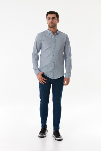 Fulla Moda Crinkle Fabric Buttoned Shirt