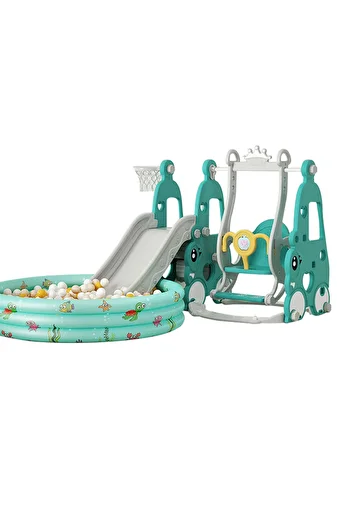Ma Baby 6 in 1 Kids Slide and Swing Set with Closed Pedal Spot/Soft Ball Pool