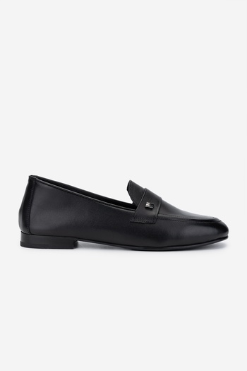 Valmenti Women's Genuine Leather Black Leather Loafer Shoes