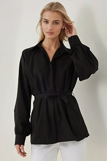 Hiccup Belted Linen Blended Woven Shirt