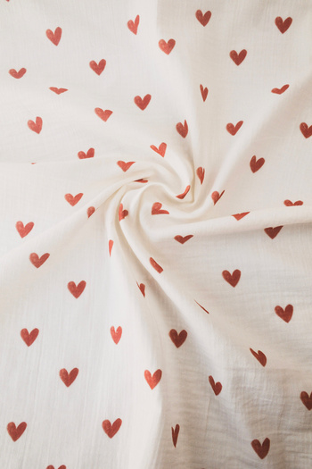 cekic kids 2 Layer Muslin Coverlet Red Heart Patterned 80X90 cm - 100% Cotton - Baby Muslin Coverlet