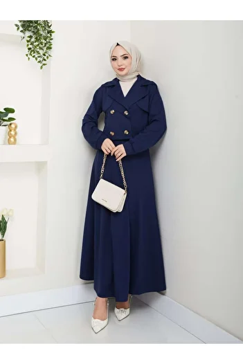 ESLEMNUR Biker Jacket Skirt Suit Button Detail