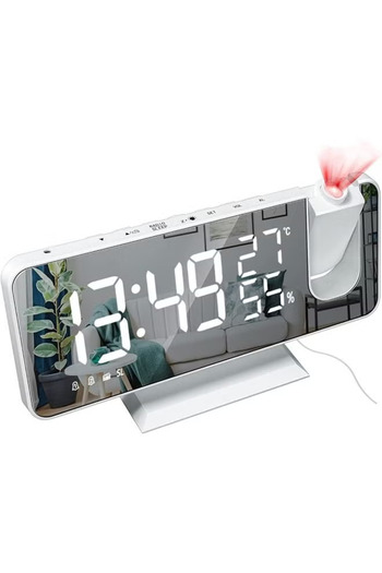 COOYA Mirror Digital Alarm Clock,with Temperature Display, Dual Alarms for Heavy Sleepers,White