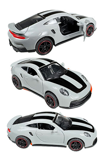 Toyaş Super Sports Stripe Racing Car Metal Model Pull Drop Doors Opened Toy Car 10cm Grey-Black