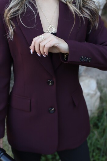 bytugcekaya Plum Premium Blazer Rib Detail