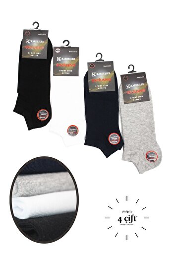 KARDEŞLER ÇORAP Men's Cotton Seamless Assortment 4 Colors Booties 4 Pack