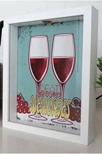 MEYK AHŞAP White Memories Wine and Cork Collection Box