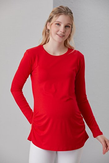Işşıl 0362-viscose Gusseted Plain Maternity Long Sleeve T-shirt