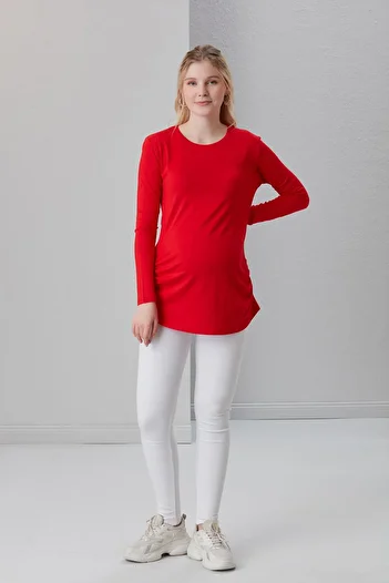 Işşıl 0362-viscose Gusseted Plain Maternity Long Sleeve T-shirt