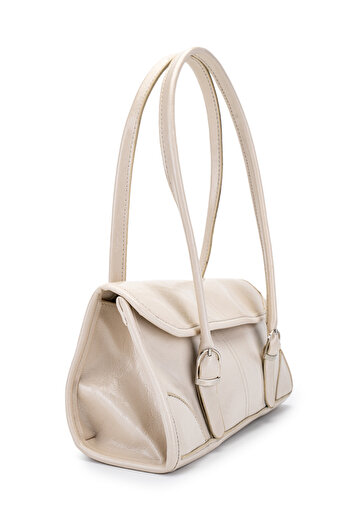 minebag Faux Leather Baguette Double Buckle Liars Cream Women's Shoulder Bag