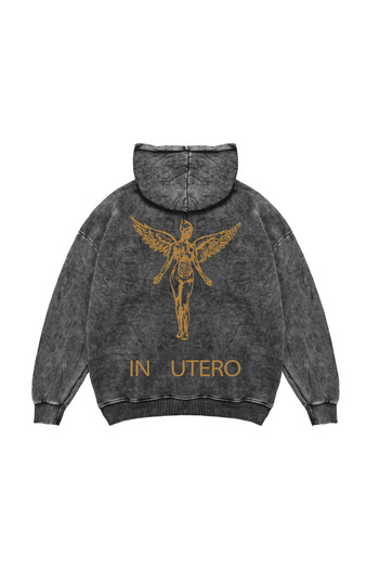 Sekizbiraltı Πλενόμενο μαύρο Nirvana Back Printed Unisex Oversize Hoodie