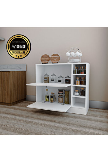 DEKORFİM DF14101B MDF Kahve Köşesi Kiler Dolabı Çok Amaçlı Dolap Mutfak Dolabı