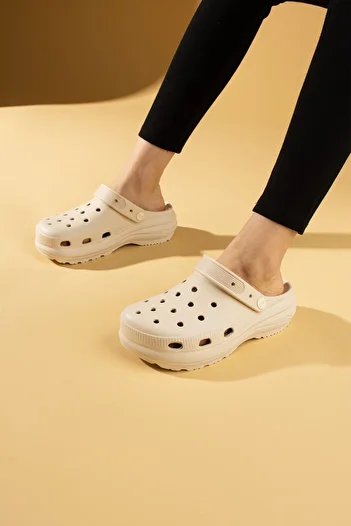 Pembe Potin Beige Eva - Sandale confortabile Papuci pentru mare, plajă, doctor, asistentă și spital