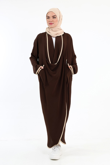Berel Moda Casual Draped Pocket Phenomenon Cross Tunic Bitter Brown