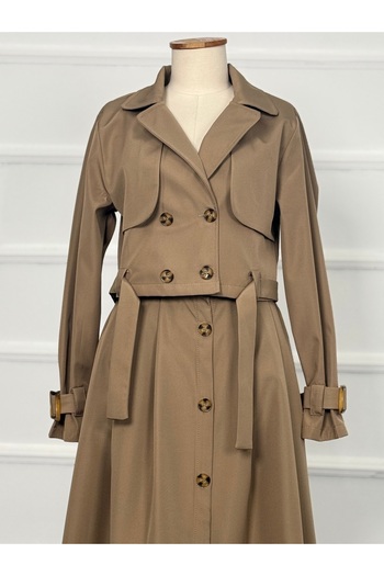 RACE FASHİON Double Trench Coat Suit with Skirt Pocket Rc3080