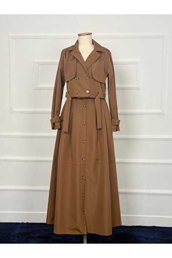 RACE FASHİON Double Trench Coat Suit with Skirt Pocket Rc3080